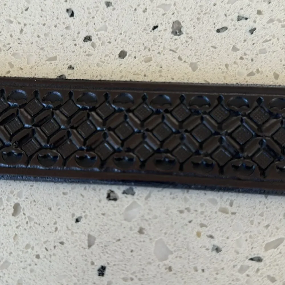 Genuine Leather Men’s Black Embossed Work Casual Belt Size 38